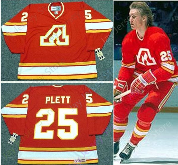 

Custom WILLI PLETT Atlanta Flames 1977 CCM Vintage Throwback Away Hockey Jersey