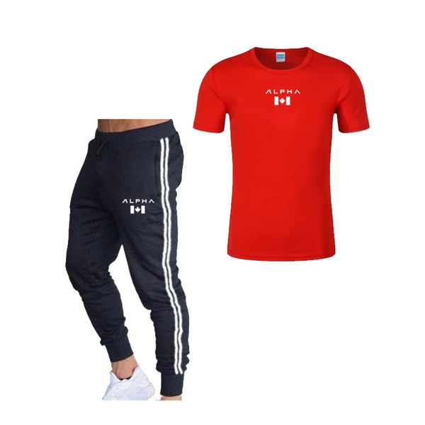 

new fashion match sports suit men white stripe sweatpants + red mesh compression tshirts 2 pieces /set men fitness trousrs, Black;blue