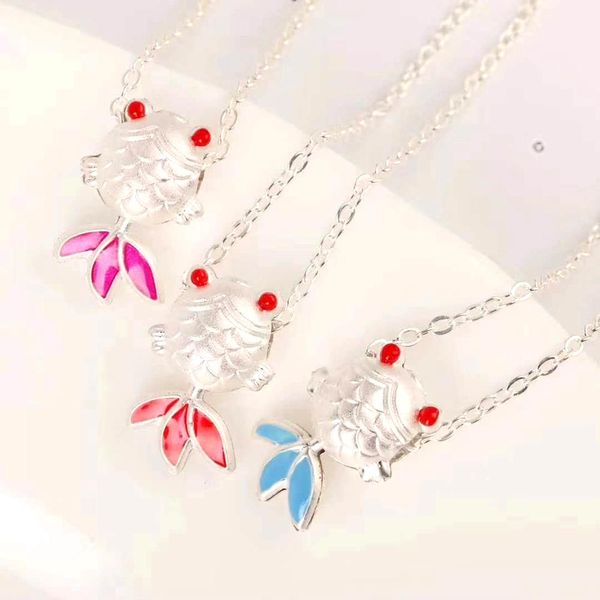 

wave girl small goldfish] 999 foot silver susuke cartoon net red fish pendant web celebrity necklace go quantity promotion gift