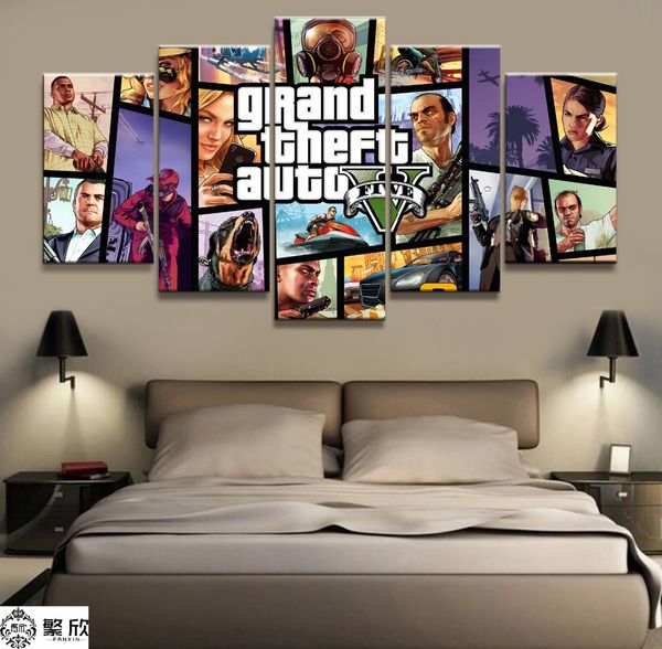 

home decor poster hd pictures prints canvas 5 piece modular gta 5 game living room art decorative painting framed poster