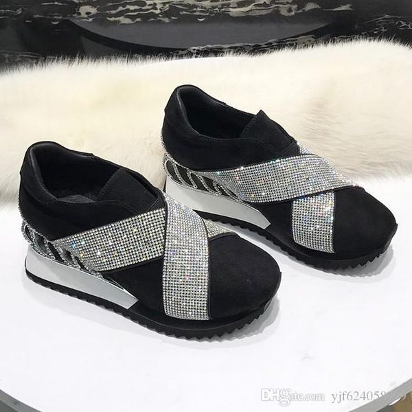 

2019 new leather ladies flat shoes fashion luxury designer nubuck leather shoes superstar brand casual shoes drilling qa0, Black