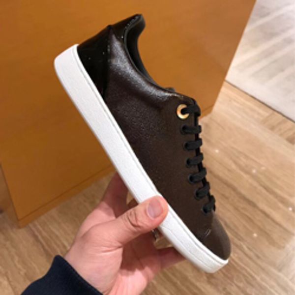 

designer flat casual shoes 100% printed leather sneaker alphabet lace-up luxury woman hococal shoes metal lock brown white shoes large, Black