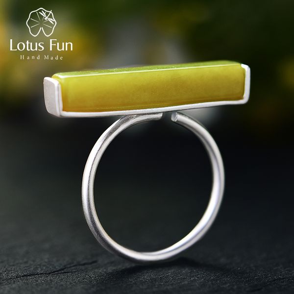 

lotus fun real стерлингового серебра 925 натуральный камень ручной работы ювелирные изделия регулируемая кольцо минимализм кольца для женщин, Slivery;golden