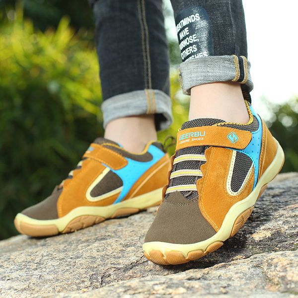 

2018 genuine leather children boy shoes size 28-37 waterproof kids sneakers breathable girls boys sports shoes outdoor trainers y190525, Black;red