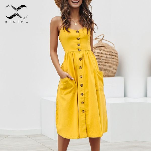

bikinx elegant casual buttons women beach dress spaghetti strap dresses polka dots dresses summer female plus size cover up 2019, Blue;gray