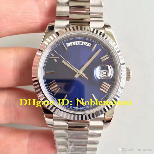 

лучшие часы 5 стиль luxury mens day-date президент 40мм синий римские 228239 228206 cal.3255 автоподзаводом ew maker часы, Slivery;brown