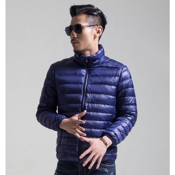 

men designer down jacket mens trend thin stand collar winter jackets keep warm mens luxury solid color outwear down coat, Black