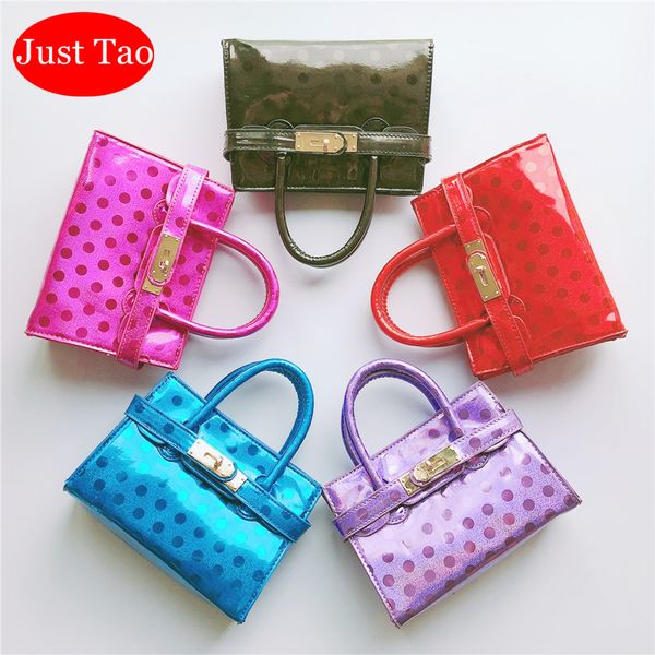 

just tao 2020 new arrival handbags for toddlers kids polka dot totes girls candy colors shoulder bags fashionable purse jt031, White