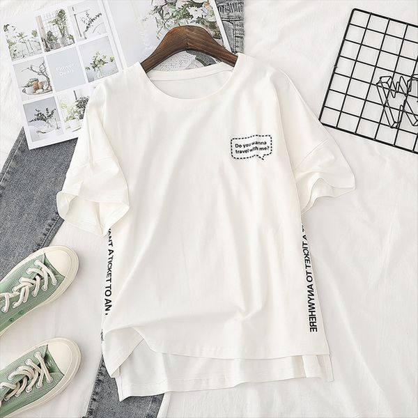 

women's wear 2020 round collar english letter printing short sleeve t-shirt female d4114 women's wear 2020 round collar english le, White