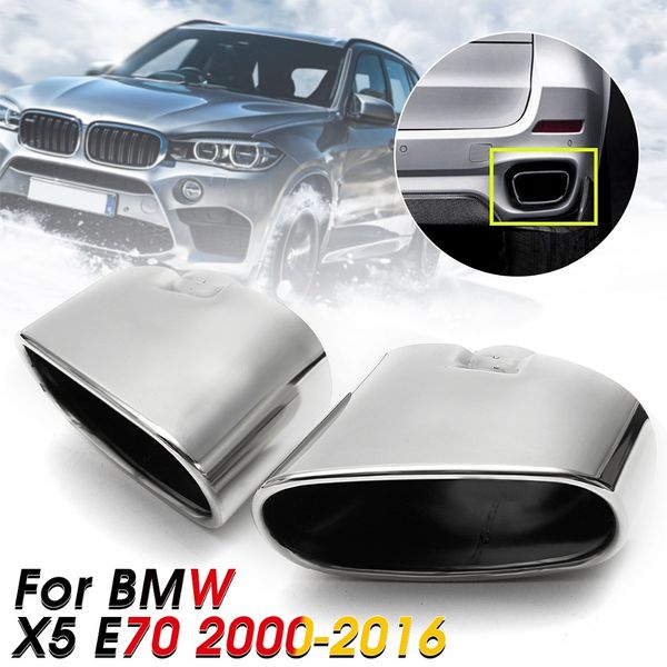 

1 pair chrome exhaust dual tail pipe muffler tip stainless steel for x5 e70 2008 2009 2010 2011 2012 2013 car styling