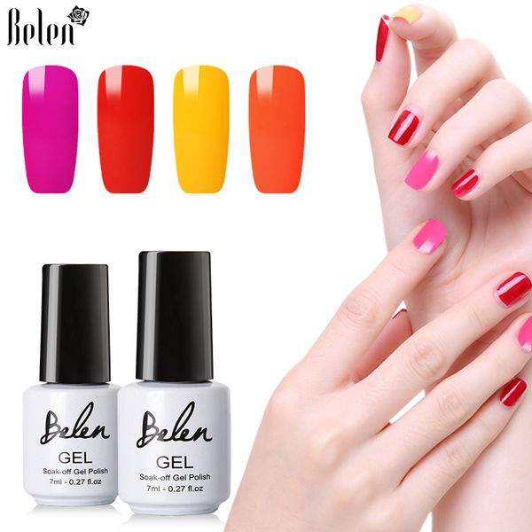 

belen macaron 7ml 20 color nail polish nail art uv led gel polish semi permanent lucky varnish base lacquer hybrid primer