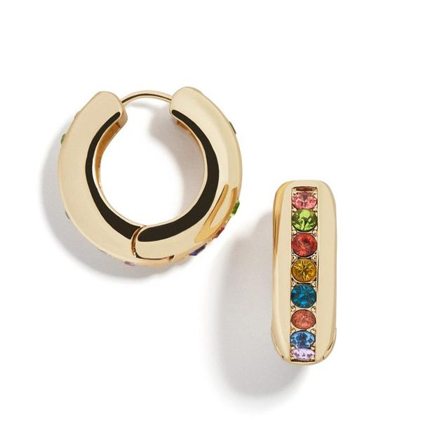 

fashion jewelry rainbow colorful cz huggies hoops earrings for women classic round circle stackable earrings ear cuff 2020, Golden;silver