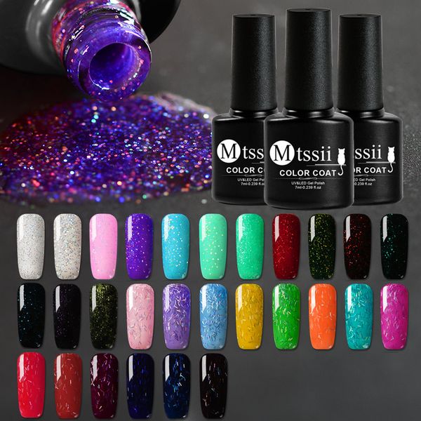 

mtssii for sale 7ml nail polish holographic glitter platinum uv nail gel polish shine shimmer manicure soak off art varnish, Red;pink