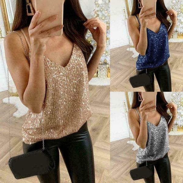 

sell summer womens ladies sequin strappy vest cami blouse tank clubwear size s-5xl, White