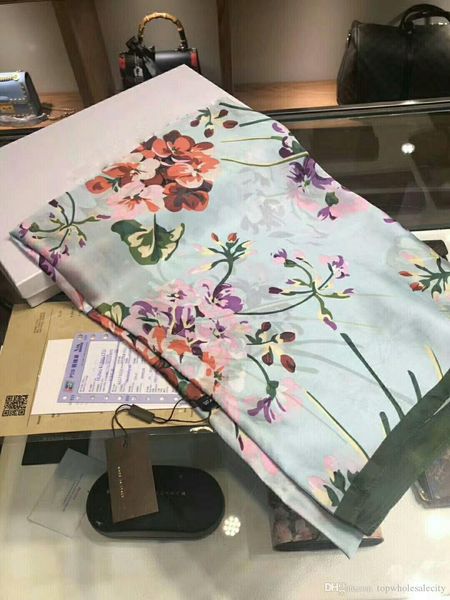 

2019 woman silk scarf square scarf shawl wraps 180*90cm dot plaid satin scarf printed for spring summer autumn winter, Blue;gray