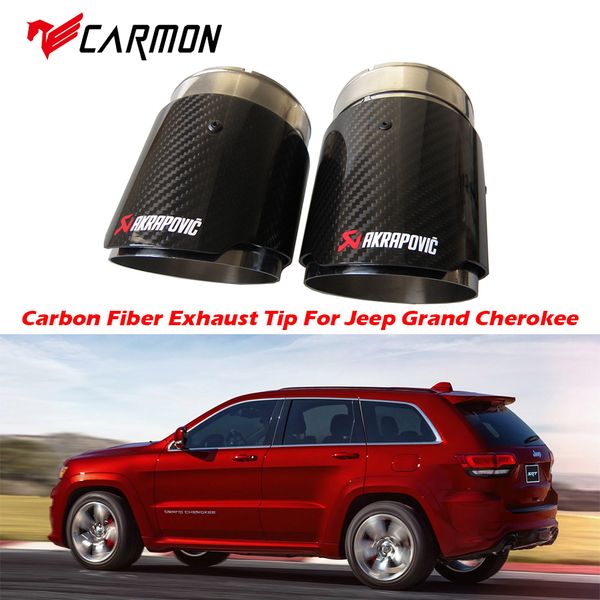 

2pcs carbon fiber exhaust tip for grand cherokee carbon fiber akrapovic muffler tips car exhaust pipes
