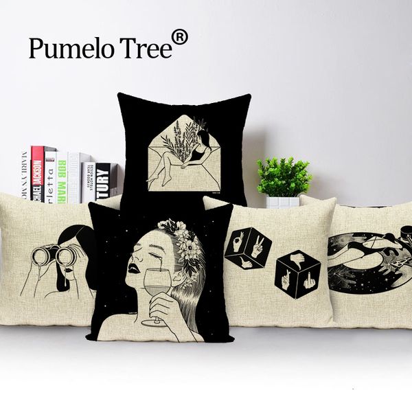 

sad couples pillow cover black and white decorations lovely throw pillows linen cushions for sofa custom cover cushion