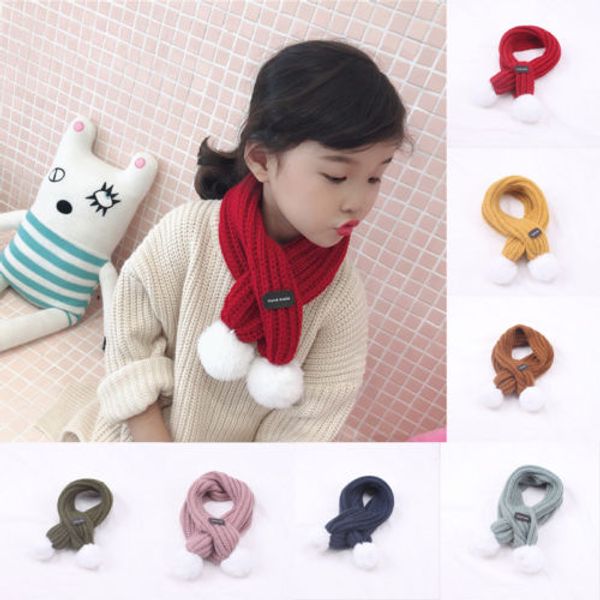 

child baby winter crochet knitted scarf cute pom pom ball neck warmer new, Red;brown