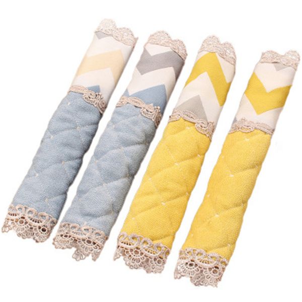 

new fashion embroidered lace thick cloth cover for fridge handle fabric doorknob dust handle gloves refrigerator handle cover