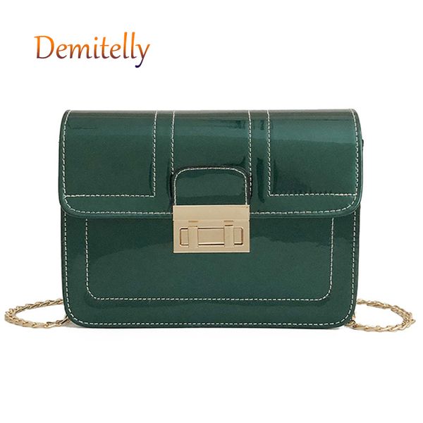 

women's new shiny chain handbag texture metal lock decoration shoulder messenger bag design female wallet tote bag