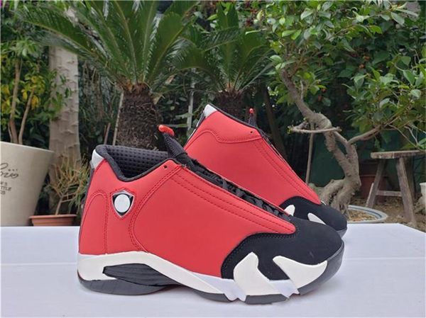 

2019 14 og high gym red men basketball shoes gym red black white retro 14s 487471-006 authentic shoes with box