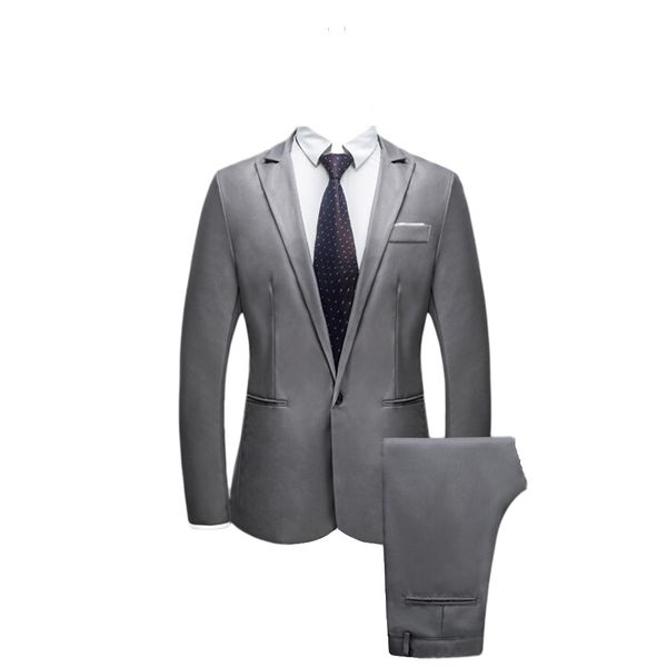 

2019 new arrvial spring autumn suit men with pants for wedding slim button suit pure color dress blazer trajes hombre vestir, White;black