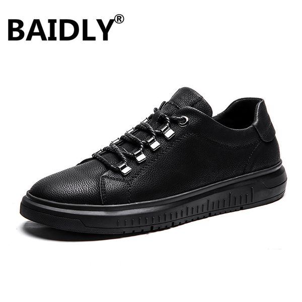 

men leather casual shoes men design handmade loafers casual shoes leather moccasin oxford men's sneakers, Black