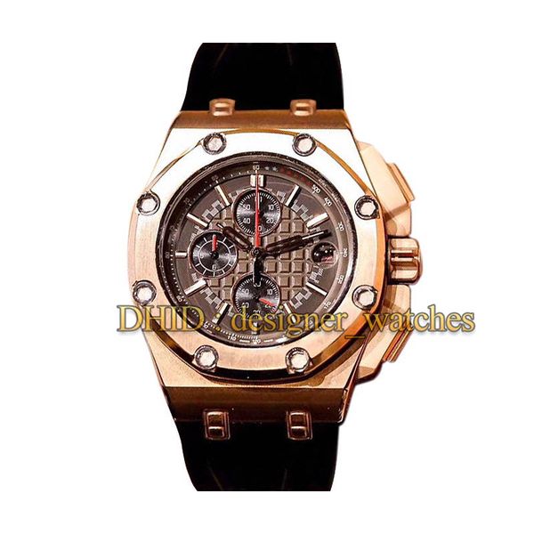 

luxury watch os chronograph 44mm titanium alloy cermic bezel sapphire crystal rubber strap mens watches waterproof wristwatches, Slivery;brown
