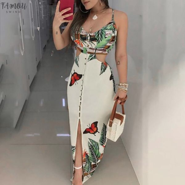 

2020 new floral dress women hollow out spaghetti strapless flower printed dress sleeveless boho style maxi dress for party, Black;gray