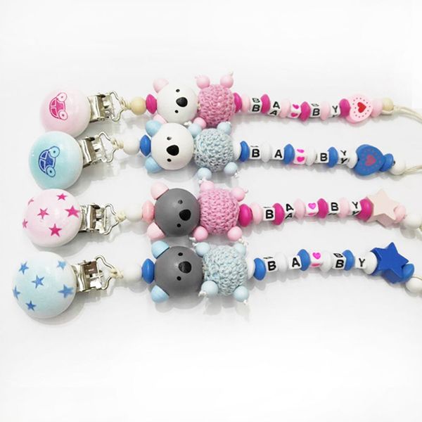 

1pcs baby pacifier clips wooden pacifier chain holders, shower gifts dummy clips bpa free