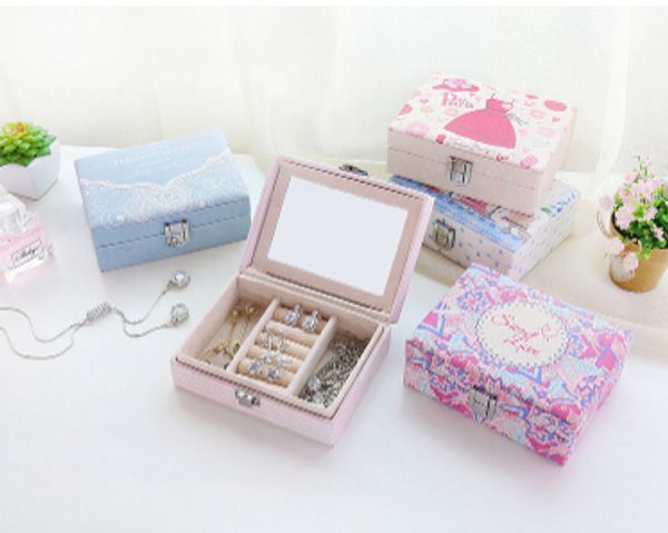 

jewelry storage box earring ring organizer creative travel portable leather lipstick necklace bracelet case with lock
