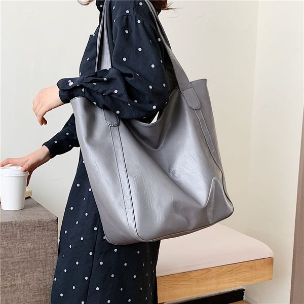 

vintage big shoulder bag for women 2020 new shopper bag tote large capacity pu leather work a4 casual handbag ladies sling