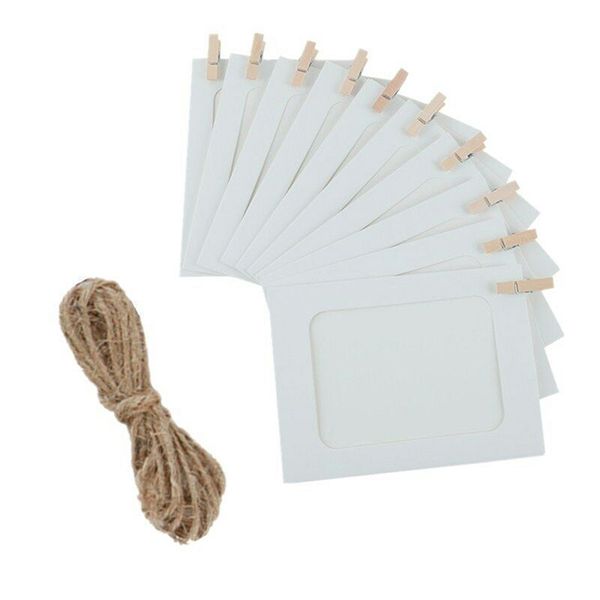 

10pcs paper p frame wall hanging picture album rope clip diy home decor dec889