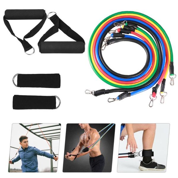 

11pcs workout fintess exercise tube bands resistance bands set door anchor ankle straps cushioned handles with carry bags