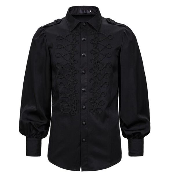 

men's shirt 2020 club party evening victorian renaissance shirts mens casual blouse chemise homme, White;black
