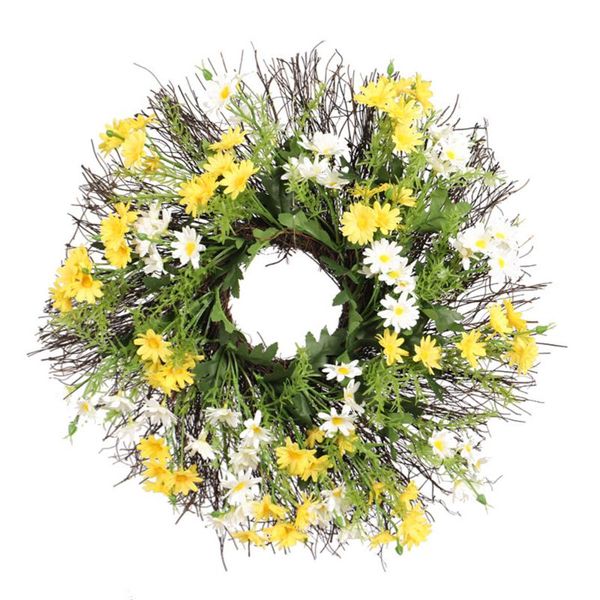 

daisy flowers twig door wreath wall hanging spring summer greenery floral home graden decoration supplies