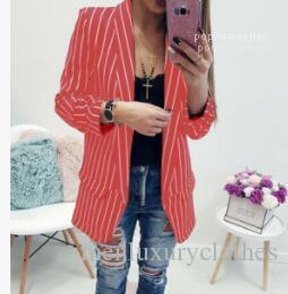 

breasted blazers ol female coats designer women striped suits singler, White;black