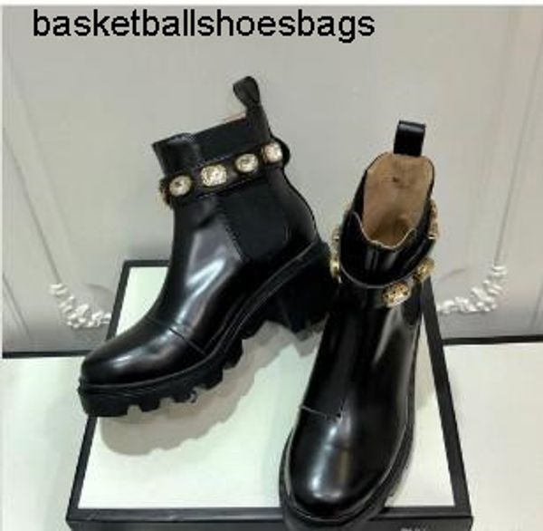 

sale-autumn winter new style high heels ankle boots women chunky crystal martin boots black