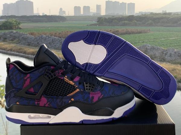 

2020 new 4 rush violet basketball shoes mens 4s rush violet black sneakers size us 7-13