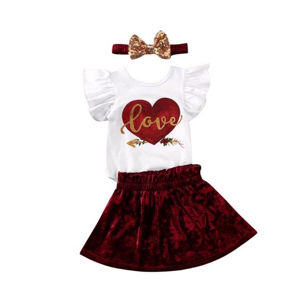 

summer 0-24m newborn kid baby girl love heart cotton romper jumpsuit dress skirt clothes valentine's day set, White