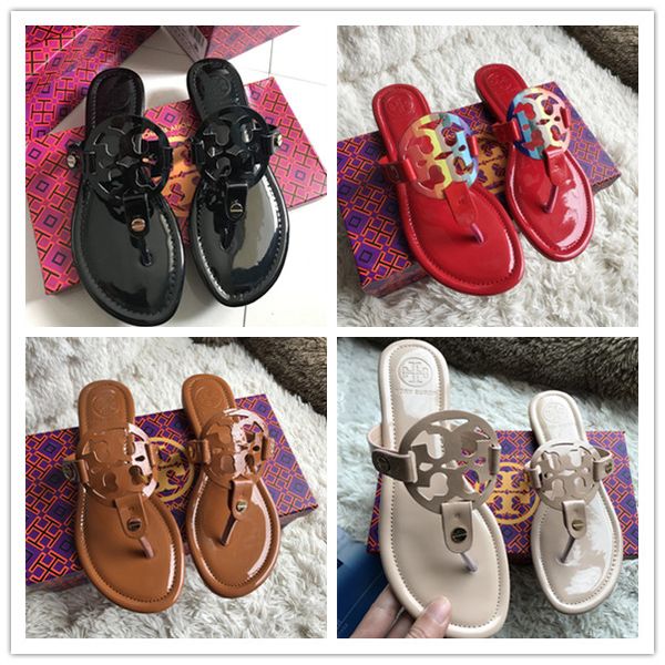 

Fa hion women hoe ummer flat luxury andal 2019 brand de ign lipper black ladie genuine leather lide woman flip flop, White