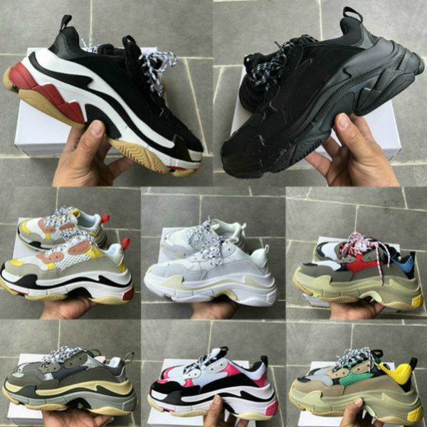 

new paris triple-s white black men mens shoes black pink cream yellow red womens fashion casual shoes sneakers nd0164