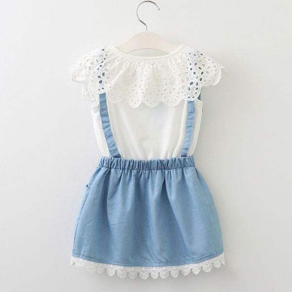 

retail baby girls fake two piece suspender dress new korean fashion petal collar lace appliques cotton dresses kids design clothes clothing, Red;yellow