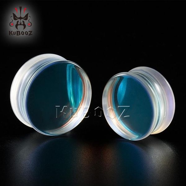 

transparent colorful glass piercing ear plugs earring tunnels strechers studs sell fashion gift for women men, Slivery;golden