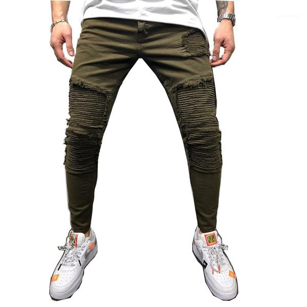 

autumn new pantalones pants trousers jeans mens army green draped jeans spring, Blue
