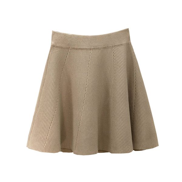 

2020 women high waist knitted a-line mini skirt women autumn short skirt faldas jupe femme saia, Black