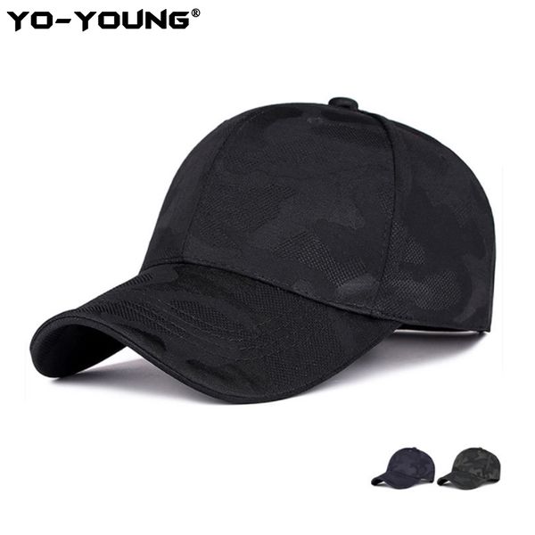 

yo-young baseball cap cotton solid baseball caps camouflage outdoor sun hats breathable adjustable 56-60 cm, Blue;gray