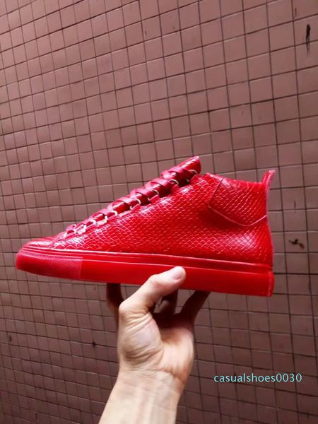 

with box] fashion arena sneaker shoes fashion kanye west red snake leather men's zapatos hombre casual trainers party dress shoes 39-4, Black