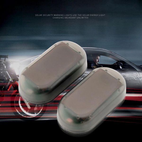 

1pc universal car fake solar power alarm lamp security system warning theft flash blinking anti-theft caution led light blue