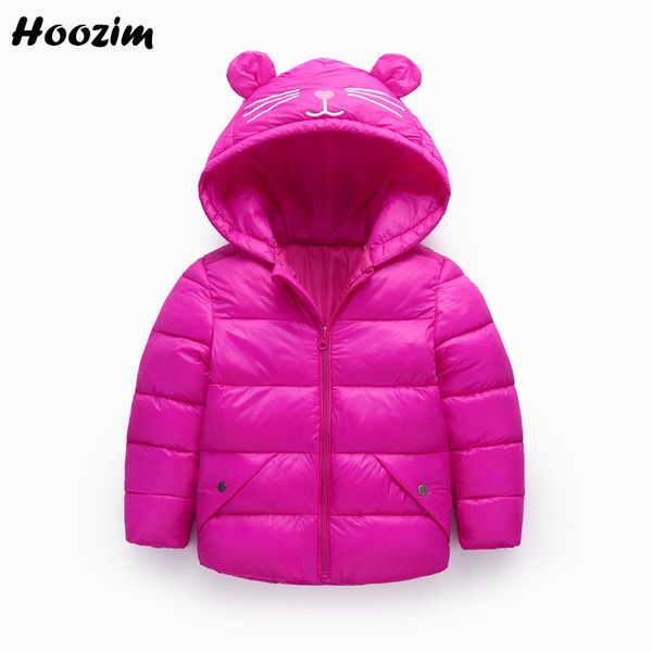 

2019 new white duck down jacket for girls 18m-6 years fashion cartoon cat cap parka baby winter blue ultra light coat kids boys, Blue;gray